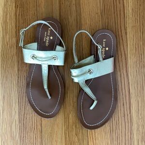 Kate Spade Gold Leather Thing Flat Sandals